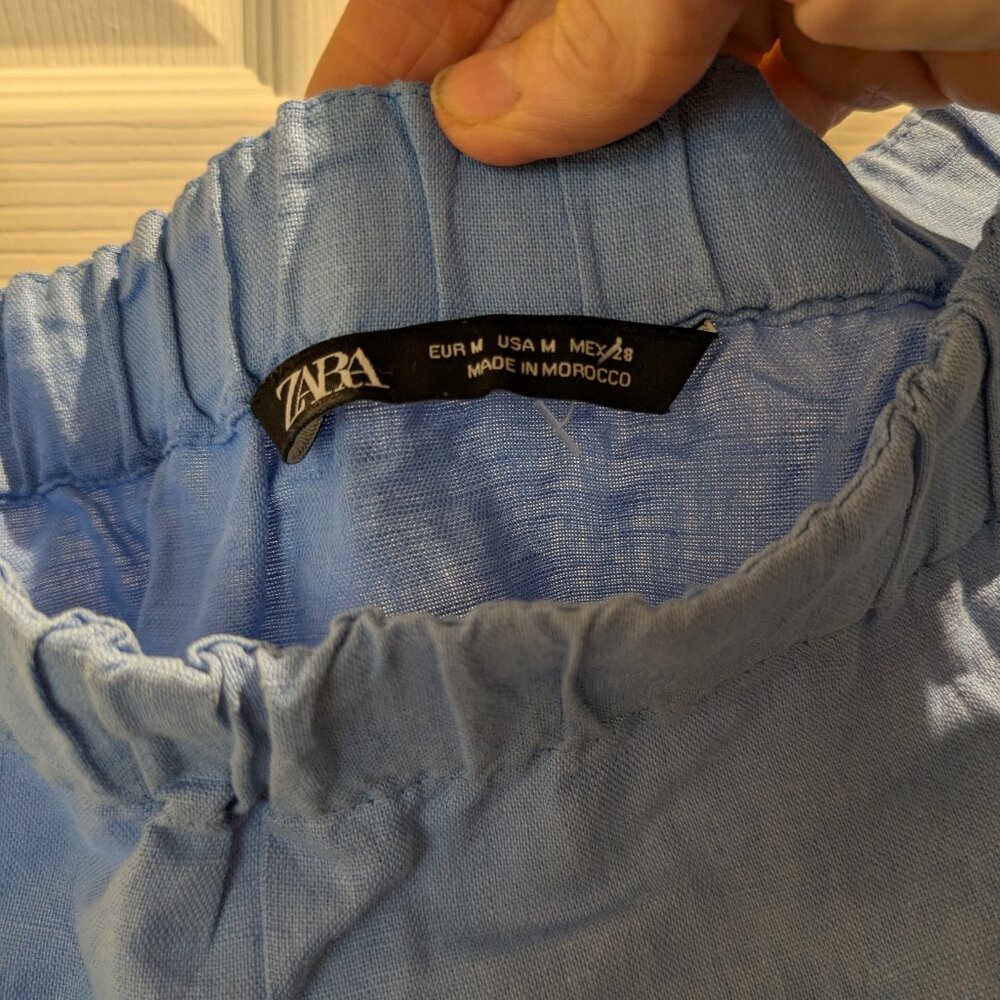 Zara Off-Shoulder Ruffle Sleeve Linen Blend - Picture 4 of 6